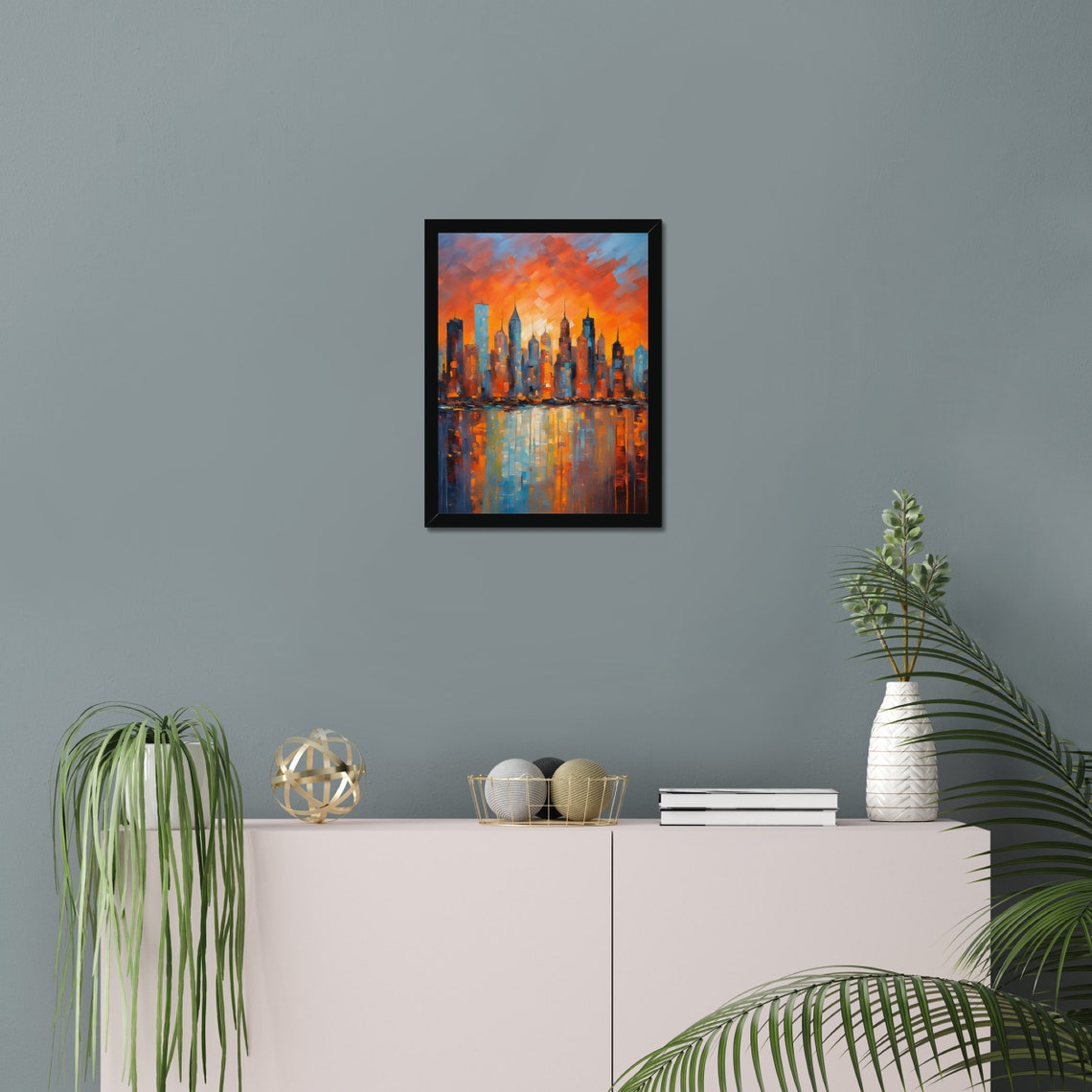 New York City Skyline Painting Print Home Decor Large Wall Art Abstract Painting Modern Art Urban Art City Landscape Cityscape Art - Image 3