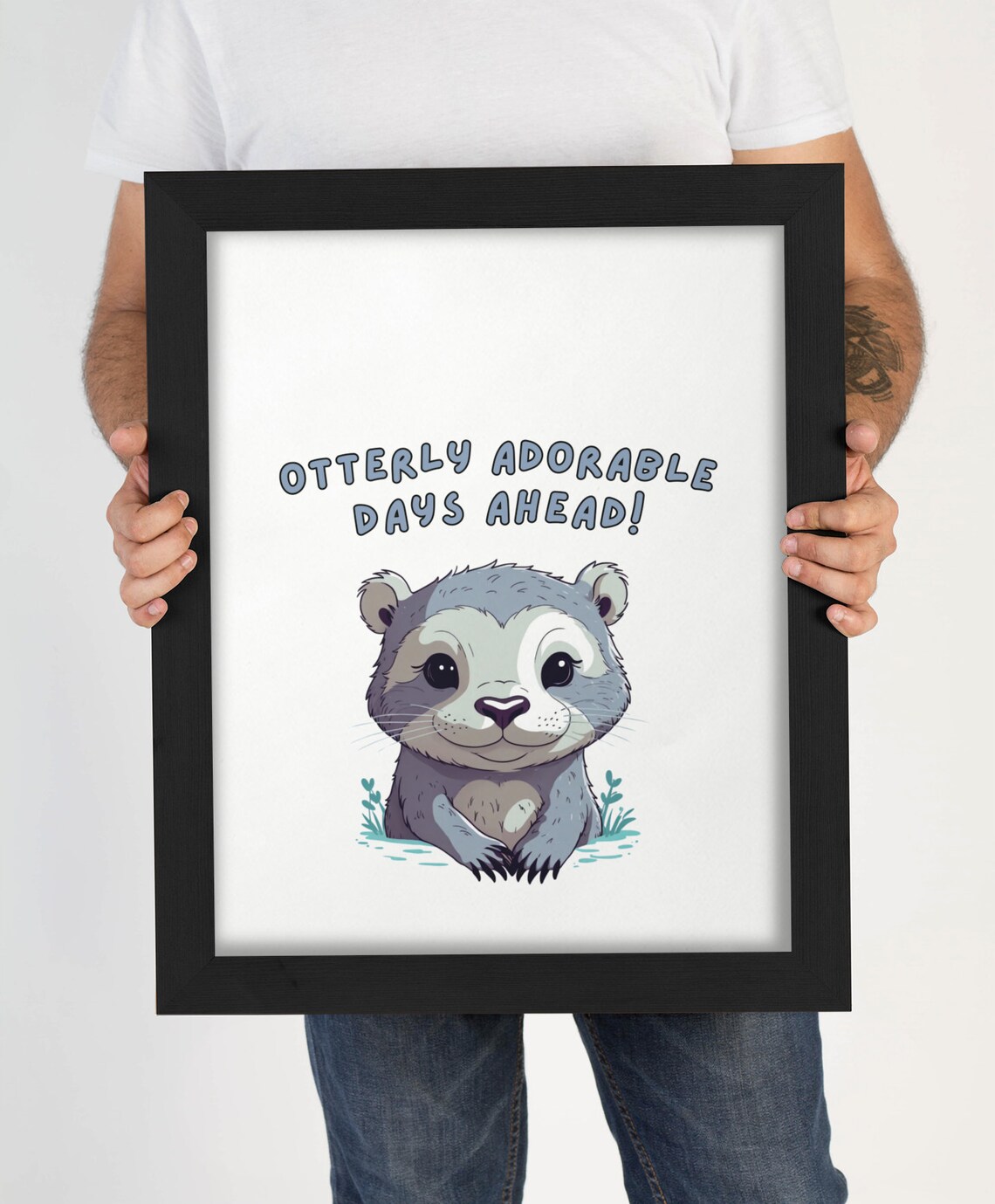 Otterly Adorable Illustration Print Silly Art Posters Cute Otter Quote Prints Funny Otter Lover Art Animal Art Print Girl Room Wallart - Image 4