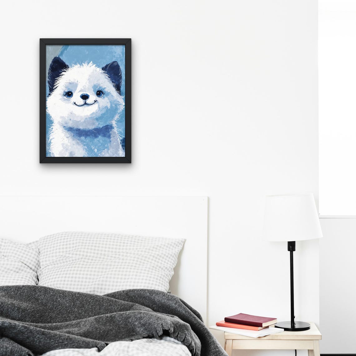 Fluffy White Samoyed Puppy Portrait Blue Background Cute Dog Poster - Image 2