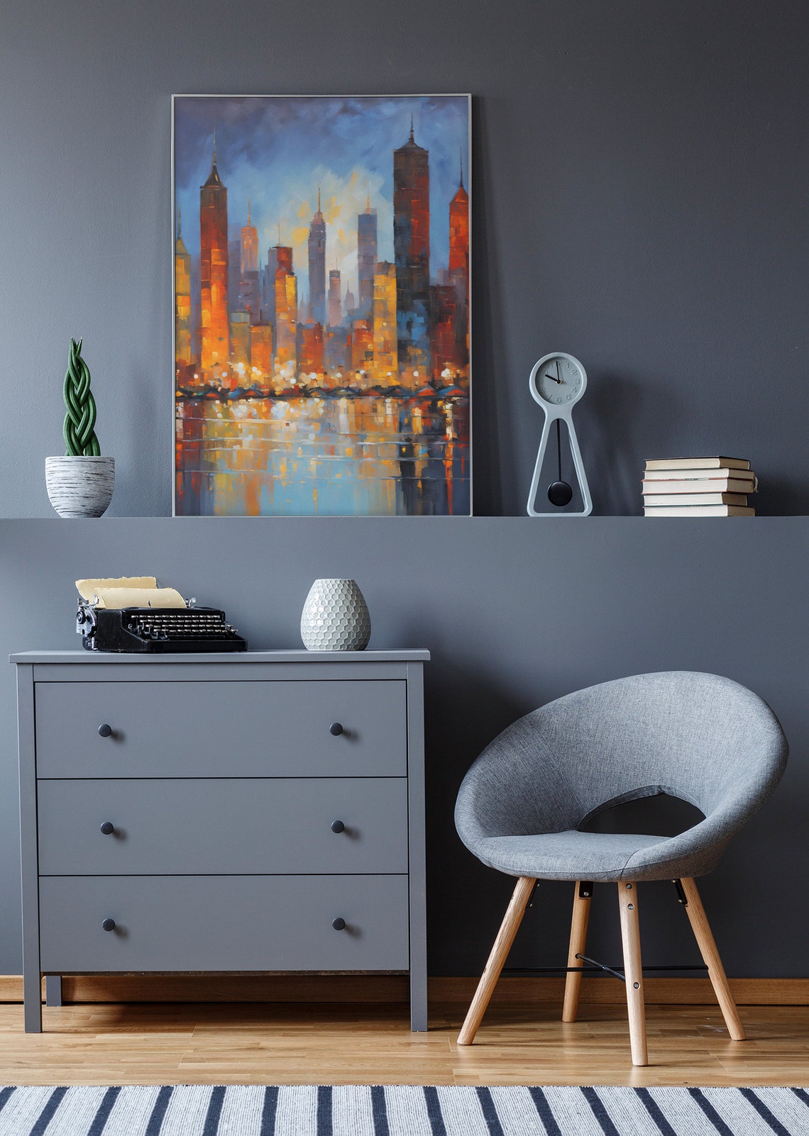 New York Skyline Wall Art Abstract City Painting Print City Wall Decor Cityscape Art Print City Wall Art Print New York Art Decor - Image 2