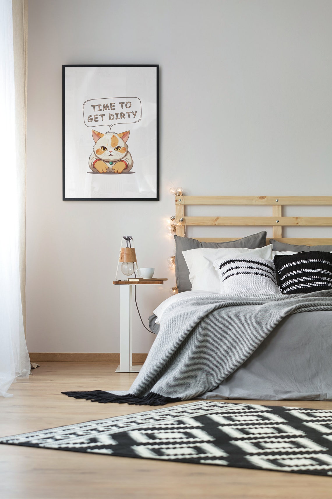 Funny Orange Tabby Cat Time To Get Dirty Quote Meme Cartoon Poster - Image 2