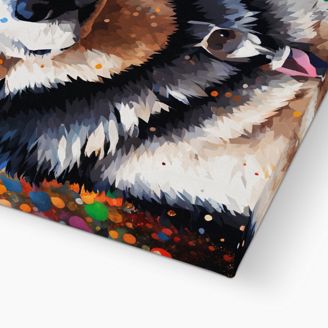 Siberian Husky Portrait Colorful Speckle Dots Pop Art Dog Wall Print - Image 2