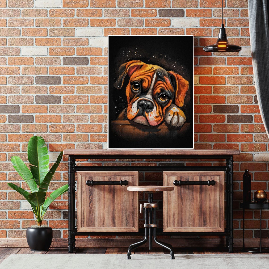Boxer Dog Art Print Lazy Boxer Breed Portrait Puppy Dog Eyes Dog Lover Gift Animal Illustration Modern Pet Art 8x10 24x36 Dog Momdad - Image 3