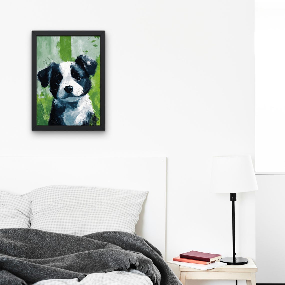Border Collie Puppy Art Print Cute Dog Portrait Black White Puppy Kids Room Decor Dog Lover Gift 8x10 24x36 Baby Retriever Poster - Image 2