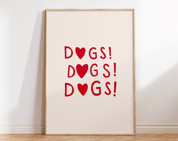 Cute Dog Print Minimalist Heart Decor Dog Owner Gift Puppy Poster Trendy Dog Wall Art Heart Typography Poster 1 Print