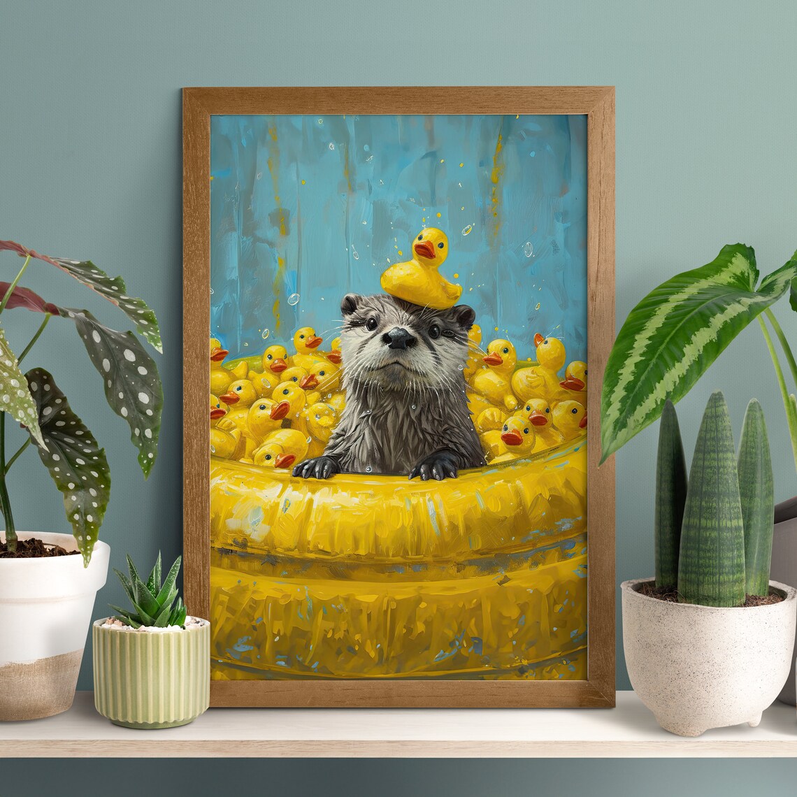 Funny Sea Otter Bathroom Wall Art Poster