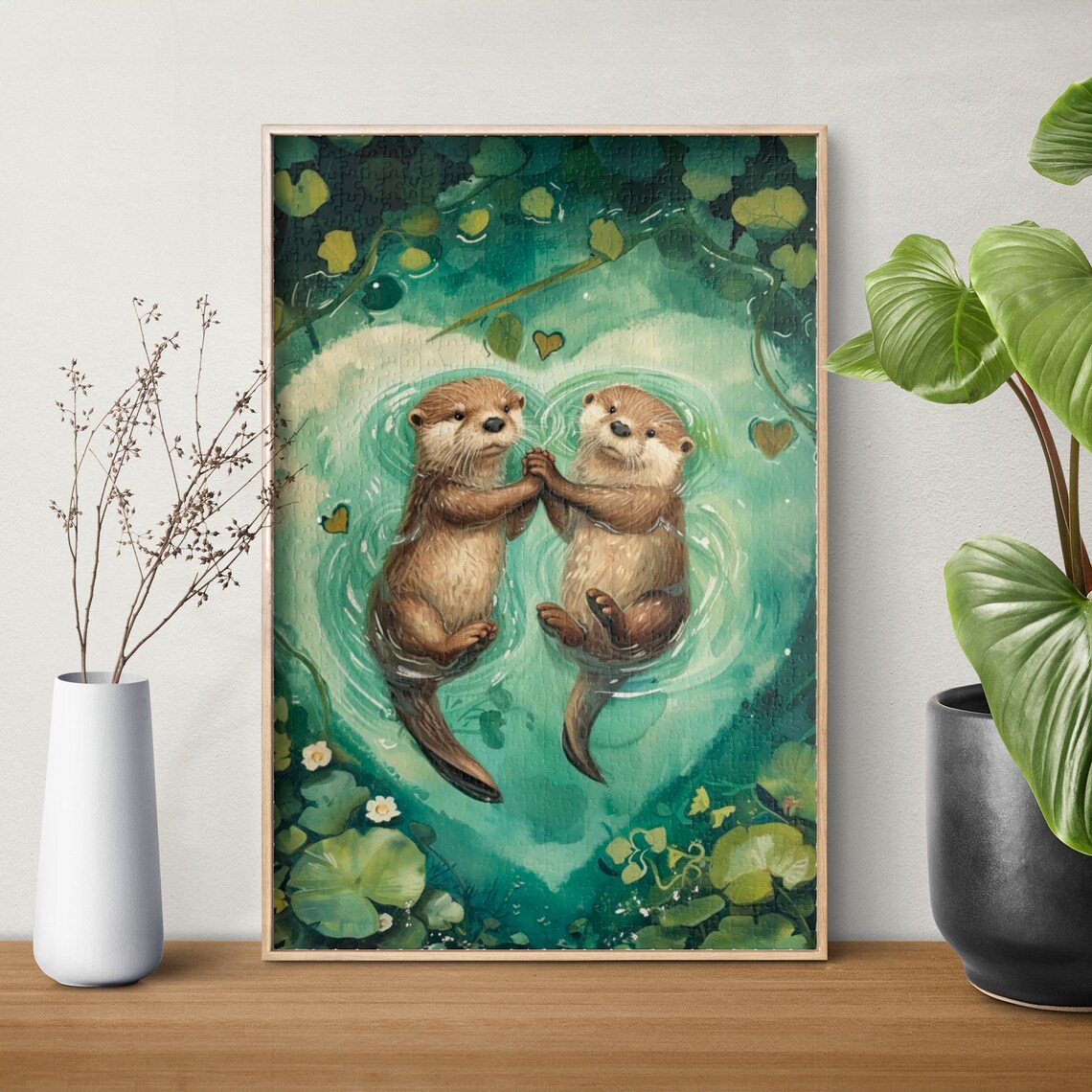 Romantic River Otter Love Art Print, Wildlife Nursery