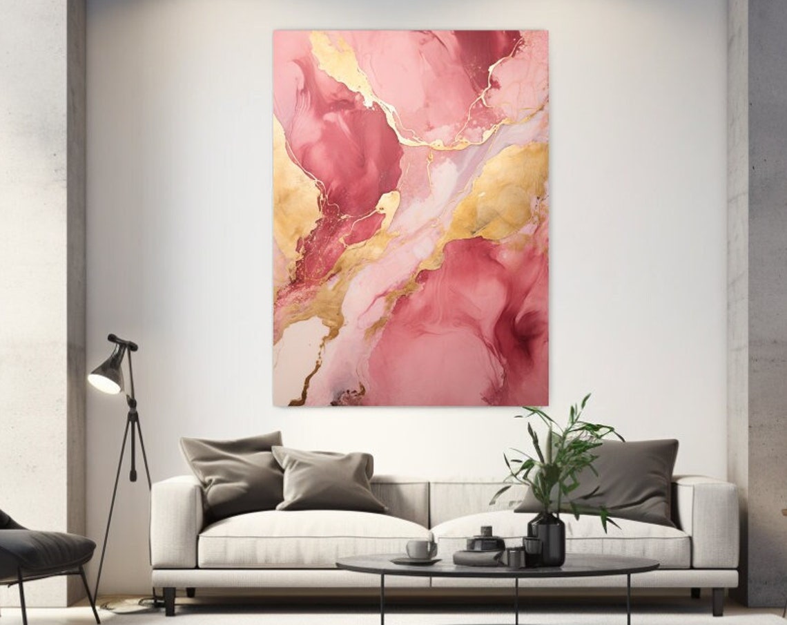 Pink Gold Marble Abstraction Soft Elegant Modern Wall Poster