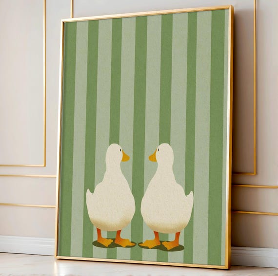 Waddling Duck Tails Art Funny Minimalist Wall Sage Green Nursery Print Whimsical Butts For Kids Room