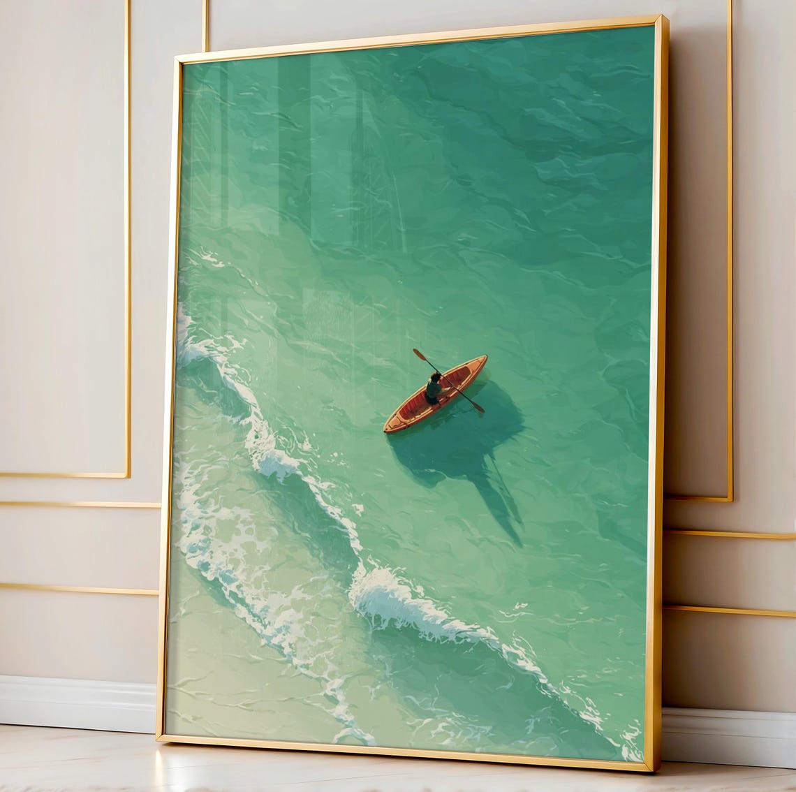 Kayak Aerial Ocean Turquoise Coastal Water Poster Summer Beach Decor