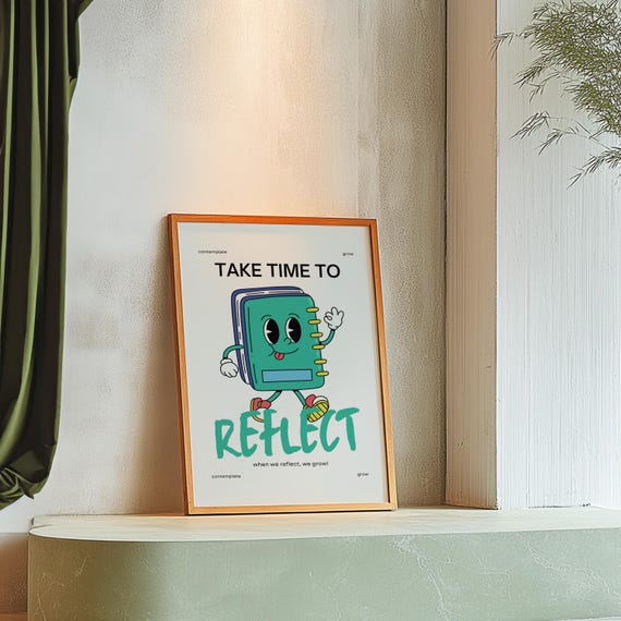 Retro Inspiration Art Print For Classroom And Kids Cute Vintage Reflection Meditation Prints Perfect Journaling Decor