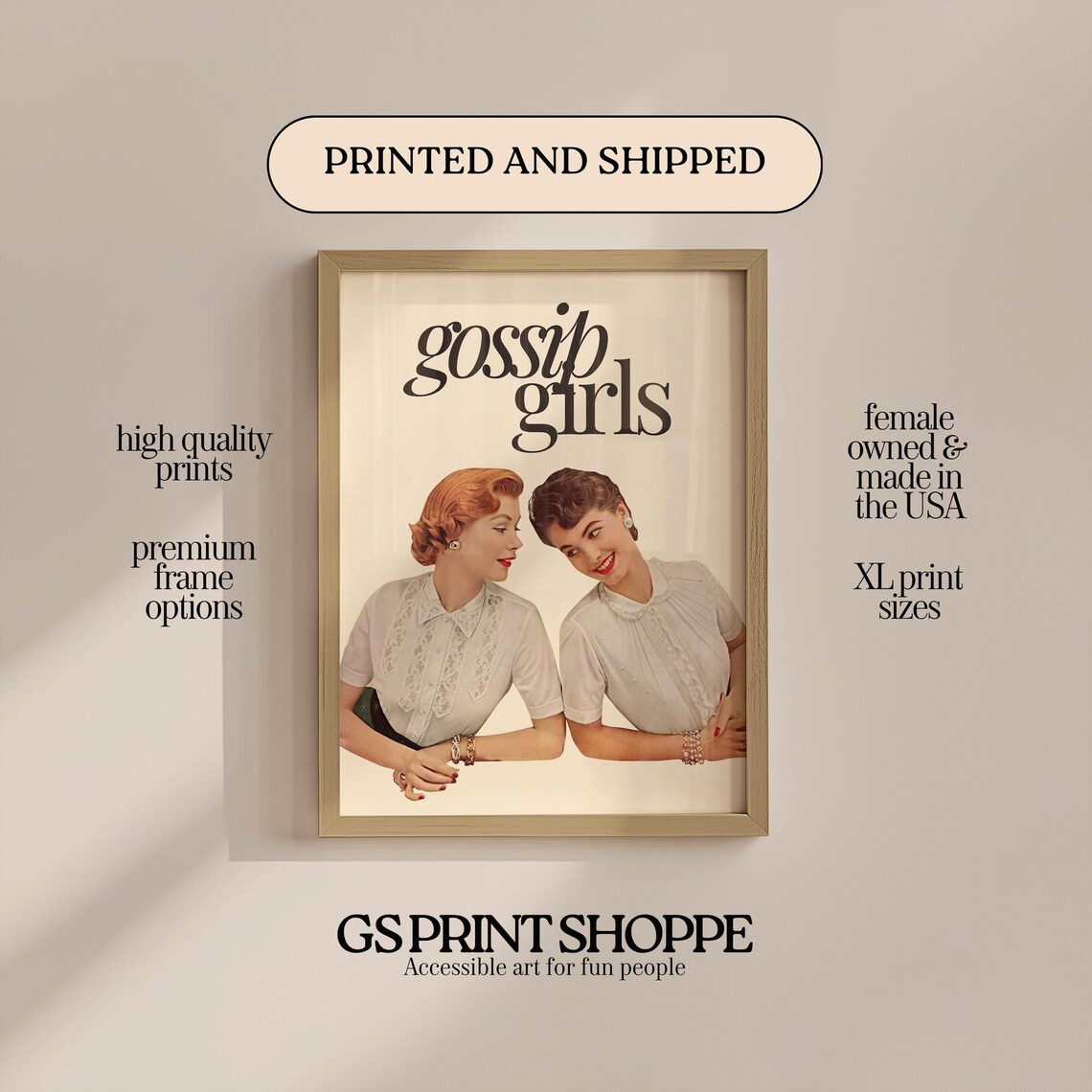 Gossip Girls Retro Vintage Women Whispering Fun Quote Poster