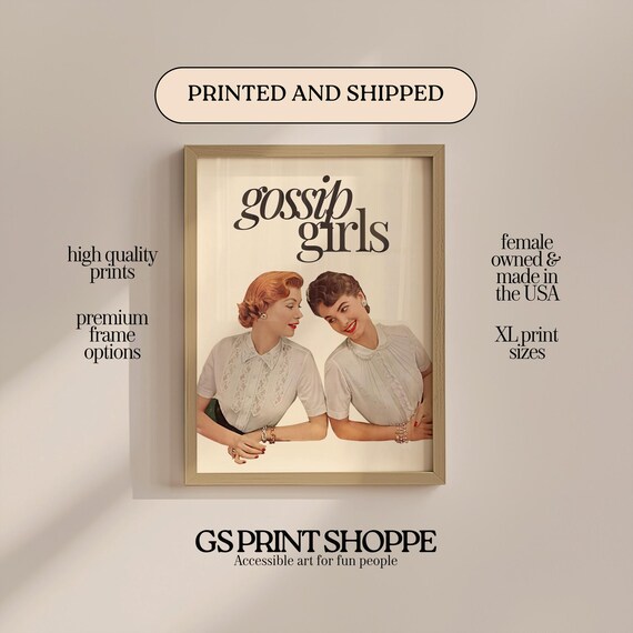 Gossip Girls Retro Vintage Women Whispering Fun Quote Poster