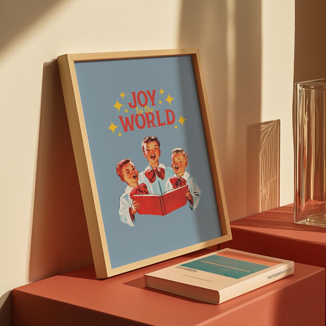 Joy To The World Christmas Poster Choir Boys Retro Carol Singing - Image 2
