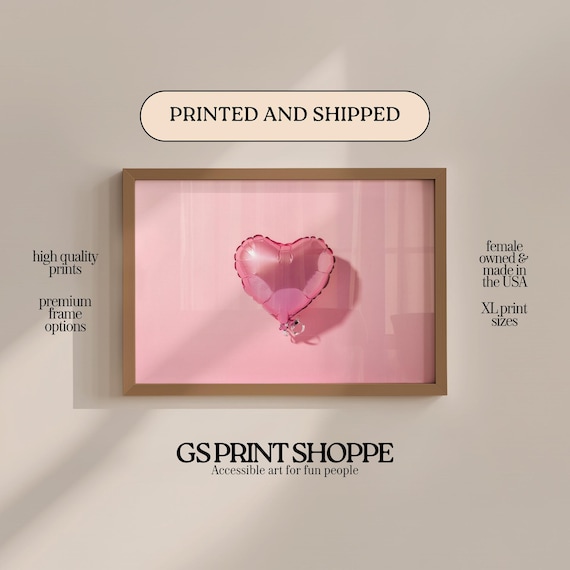 Pink Heart Foil Balloon Photographic Minimalist Decor Art Print