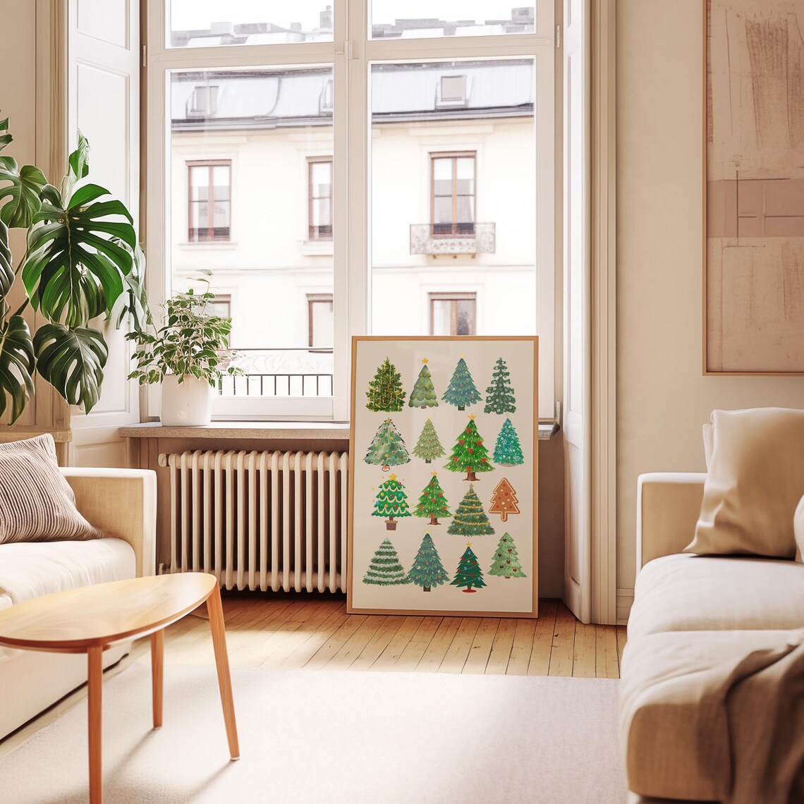 Christmas Tree Collection Poster Sixteen Watercolor Trees Holiday