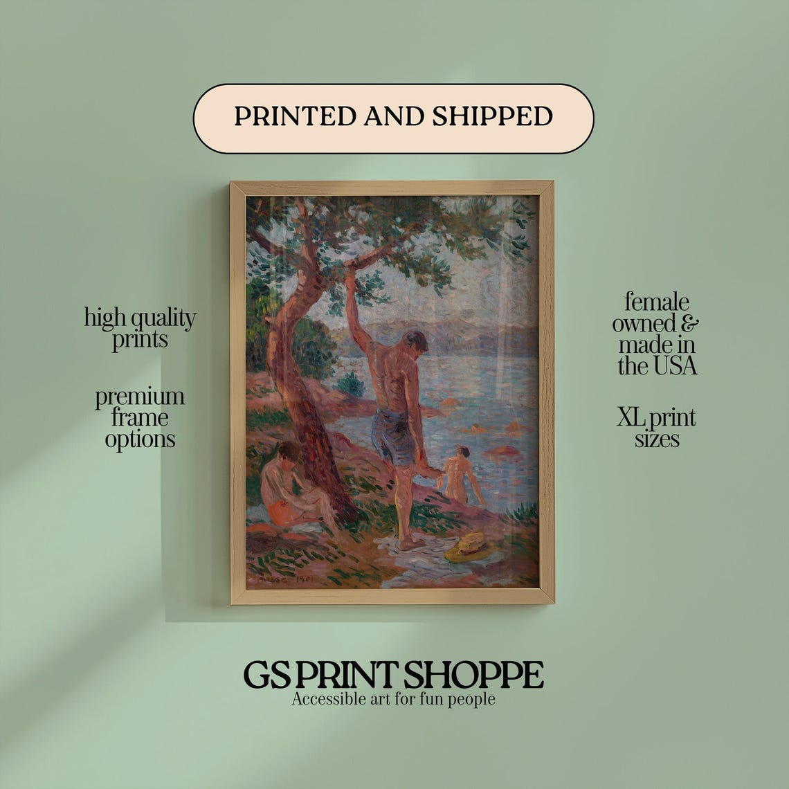 Saint Tropez Bathers Under Pine Trees Vintage 1901 Art Poster
