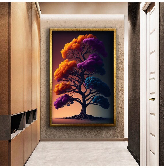 Utopian Colorful Tree Of Life Print Wall Decor Wall Art Ready To Hang Painting Home Decorative Wall Decor