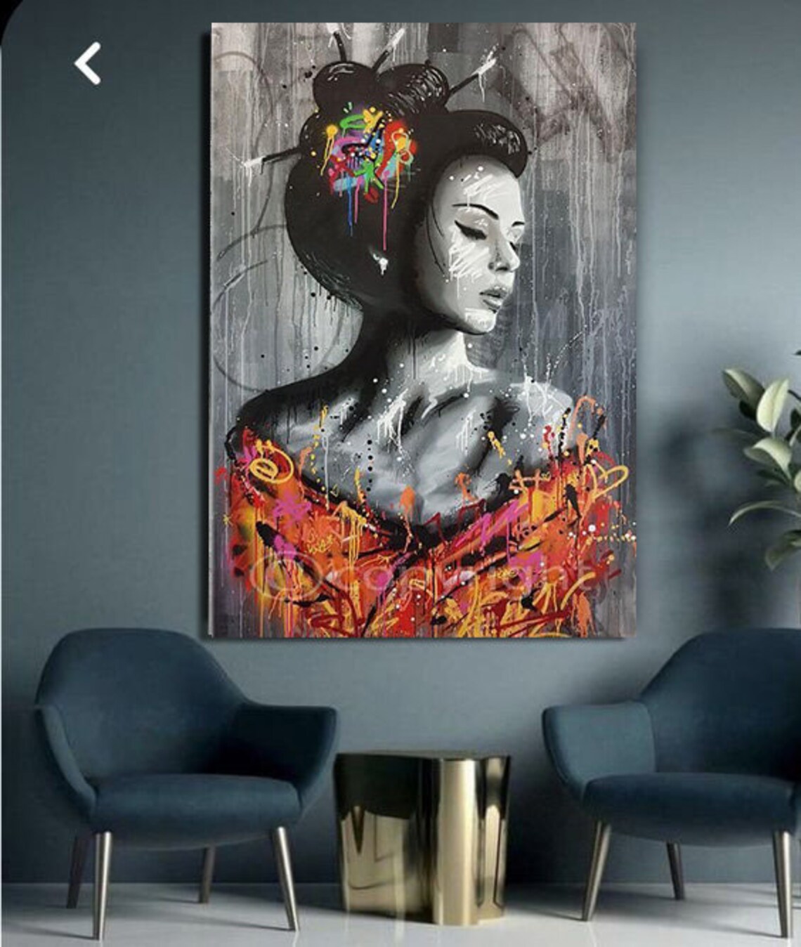Asian Woman Graffiti Kimono Street Art Modern Portrait Wall Print - Image 2