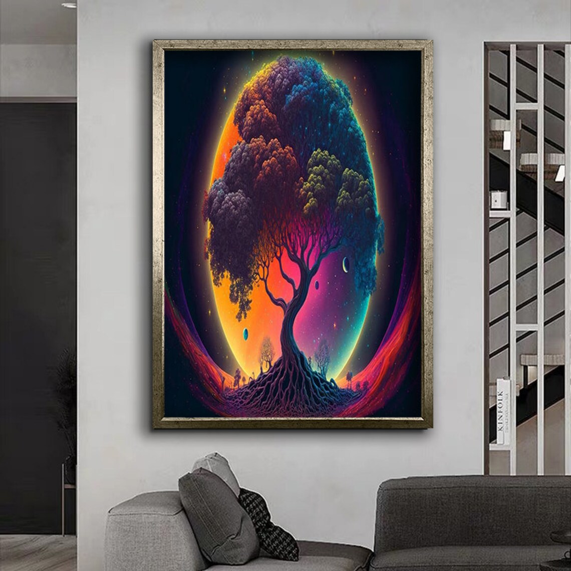 Cosmic Tree Of Life Rainbow Planet Psychedelic Galaxy Art Poster - Image 2