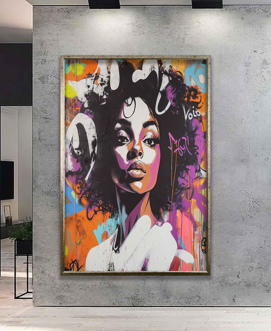 Graffiti African Woman Colorful Street Art Portrait Wall Poster - Image 3