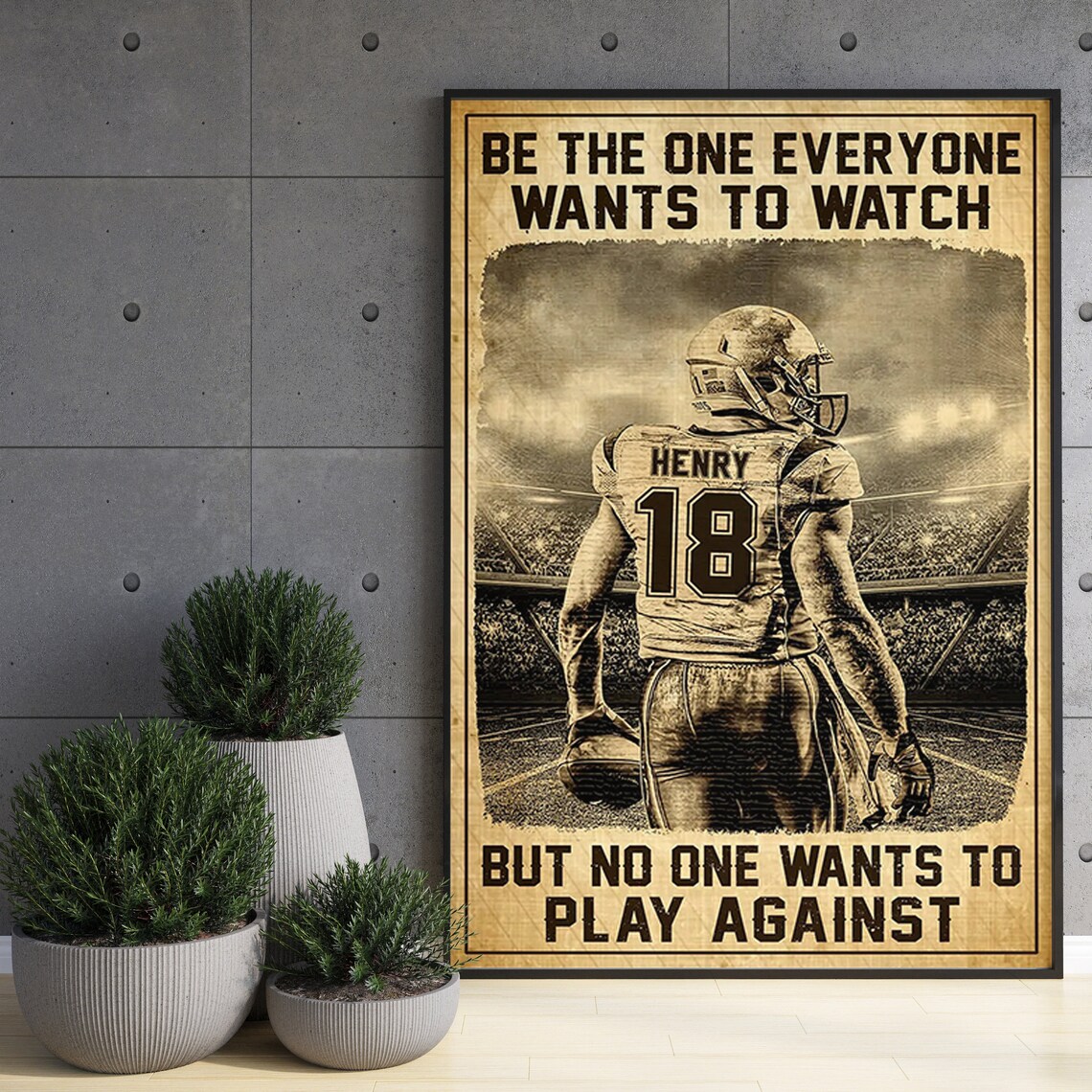 Personalized Henry American Football Player Number 18 Poster - Image 3