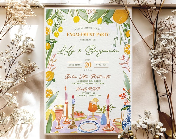 Italian Style Lemon Dinner Table Travel Poster