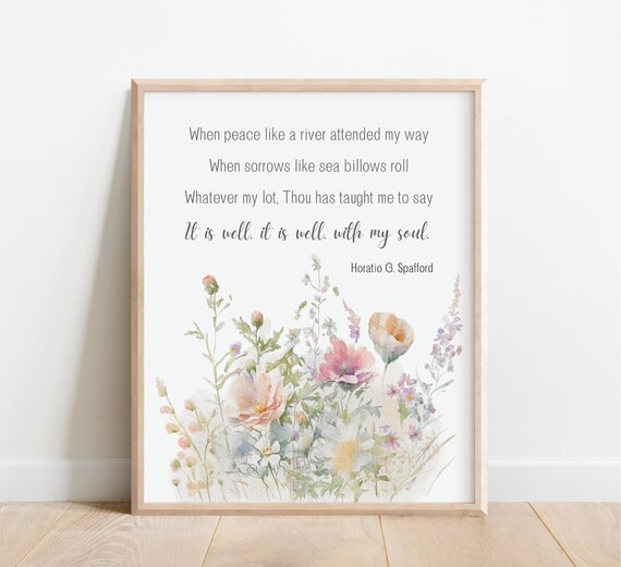 It Is Well With My Soul Hymn Wildflower Christian Lyric Poster