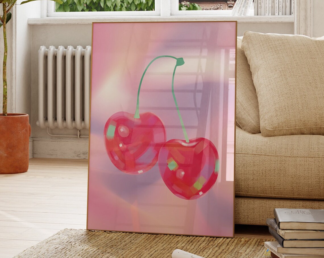 Cherries Print, Y2K Maximalist Retro Poster - Image 2