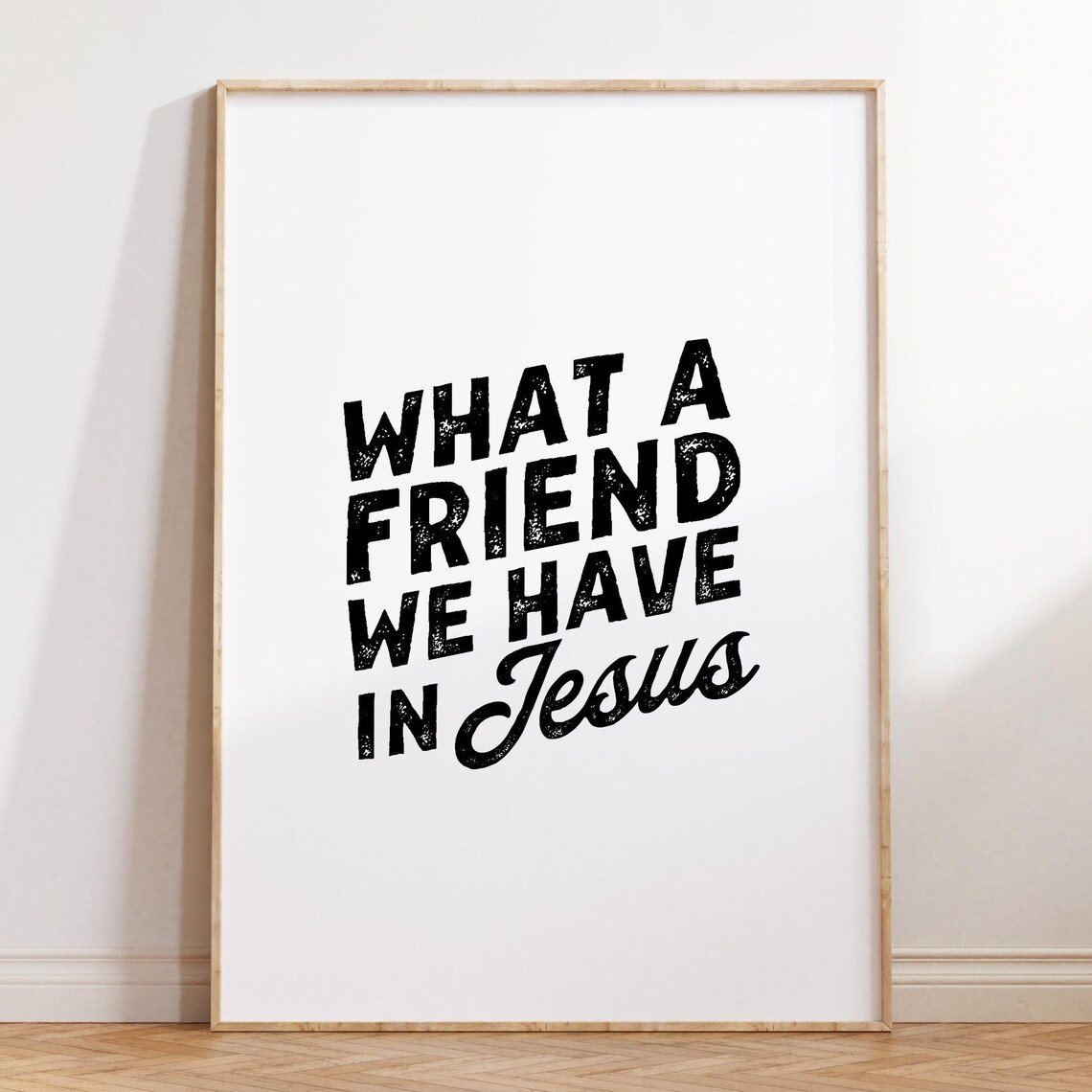 What A Friend We Have In Jesus Distressed Black Typography Poster