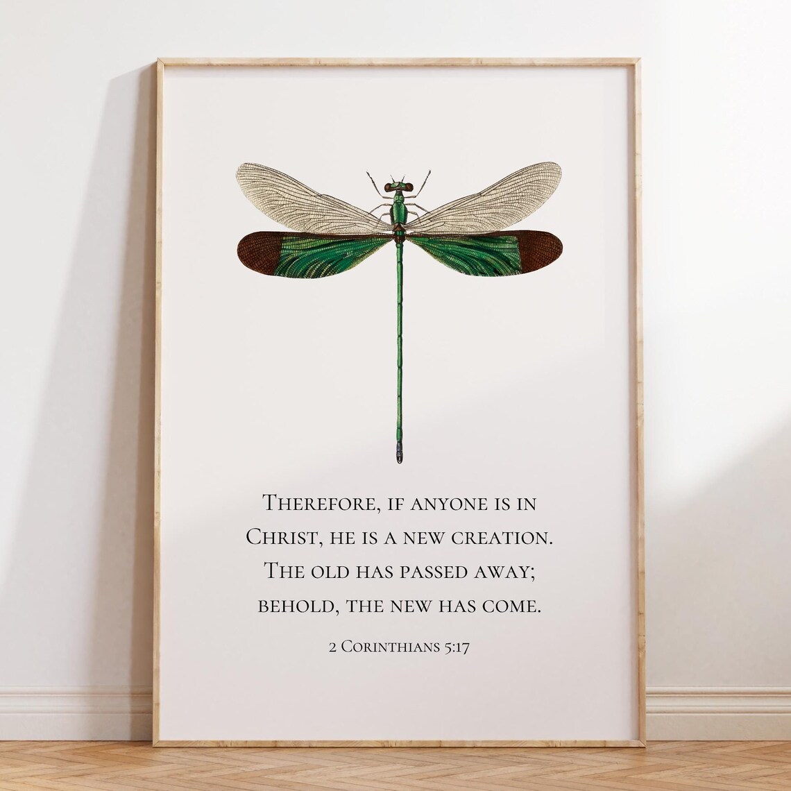 New Creation 2 Corinthians 5:17 Green Dragonfly Illustration Poster