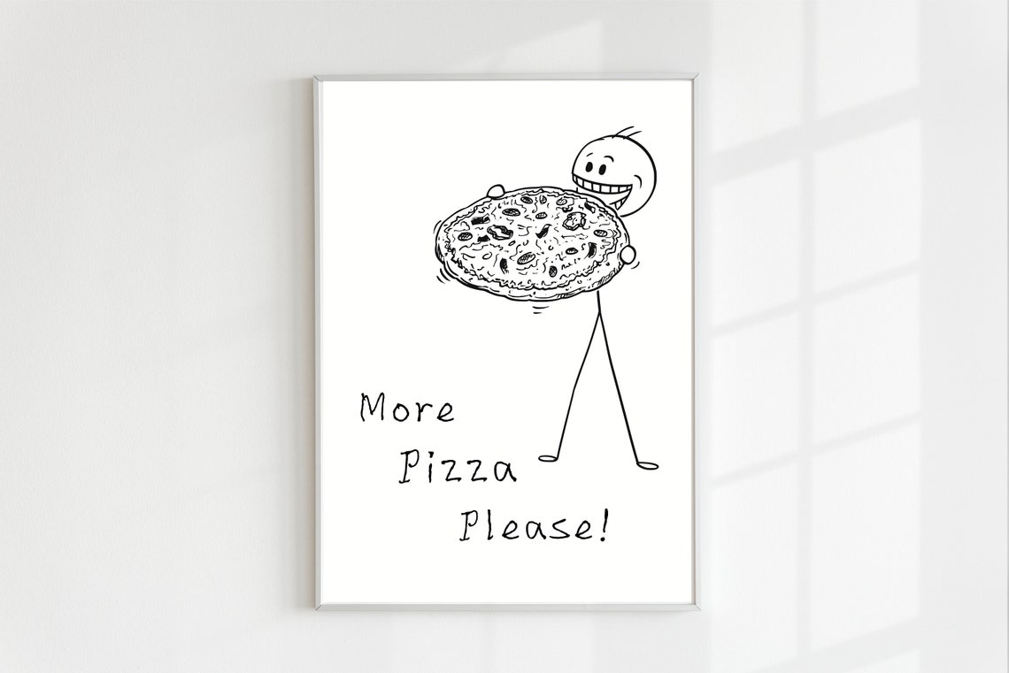 Aesthetic Kitchen Decor Funny Pizza Poster More Pizza Please Print Trendy Kitchen Wall Art Minimalist Kitchen Decor - Image 2