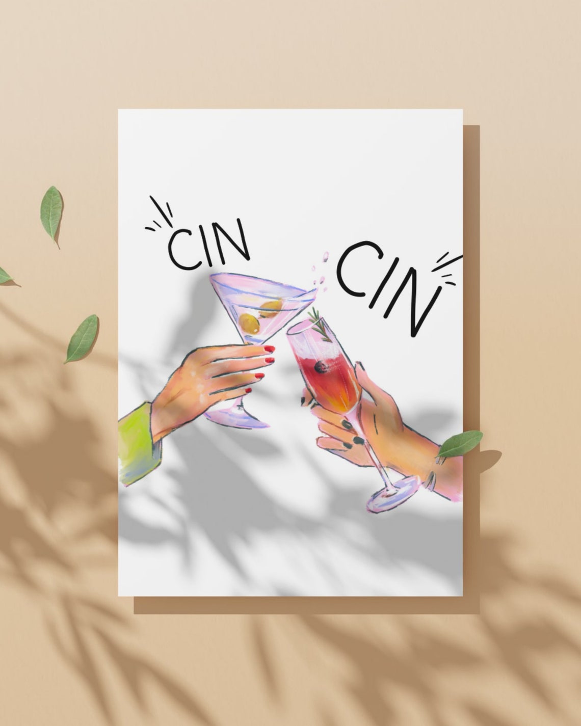 Cin Cin Cheers Cocktail Toast Martini Glass Bar Decor Poster - Image 2