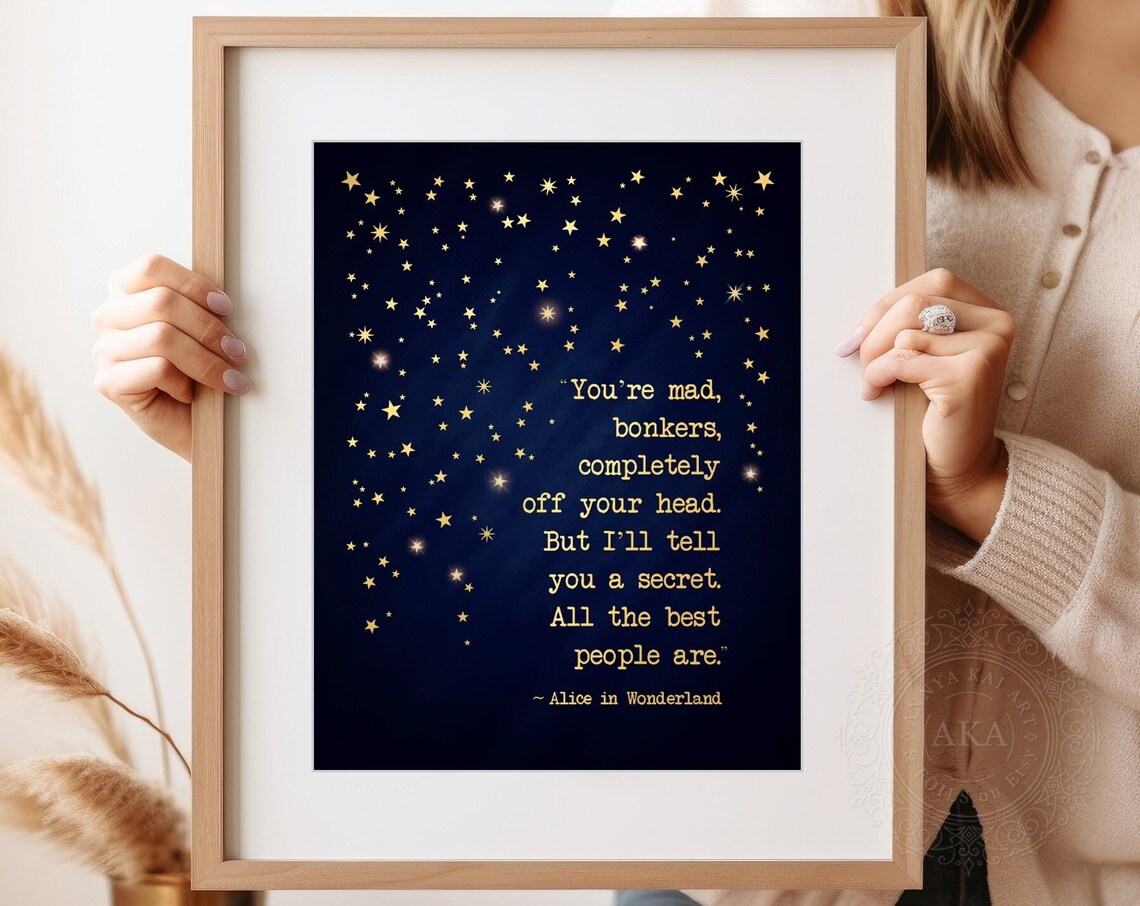 You're Mad, Bonkers Alice In Wonderland Quote Print - Image 4