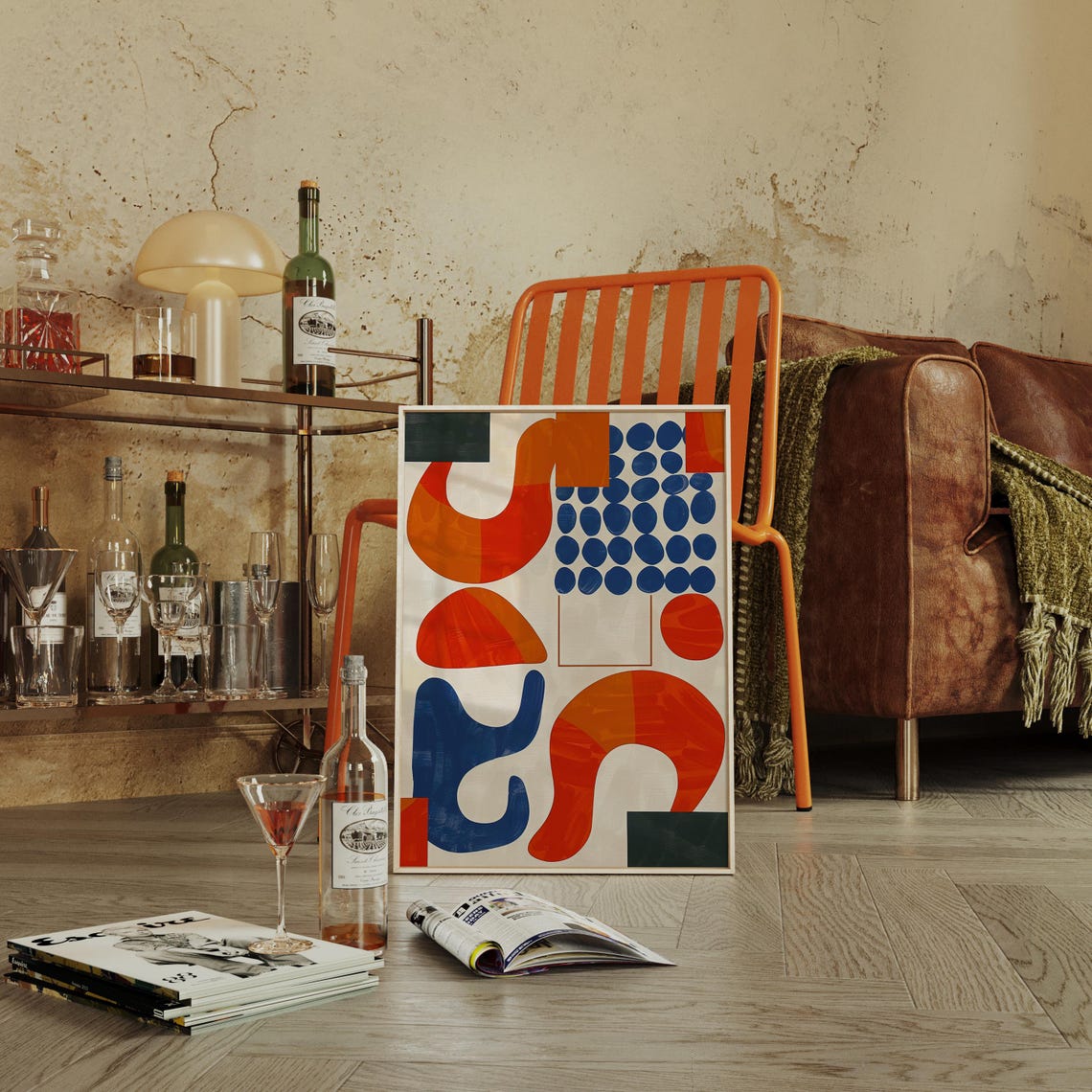 Mid Century Modern Abstract Mediterranean Pattern Poster - Image 4