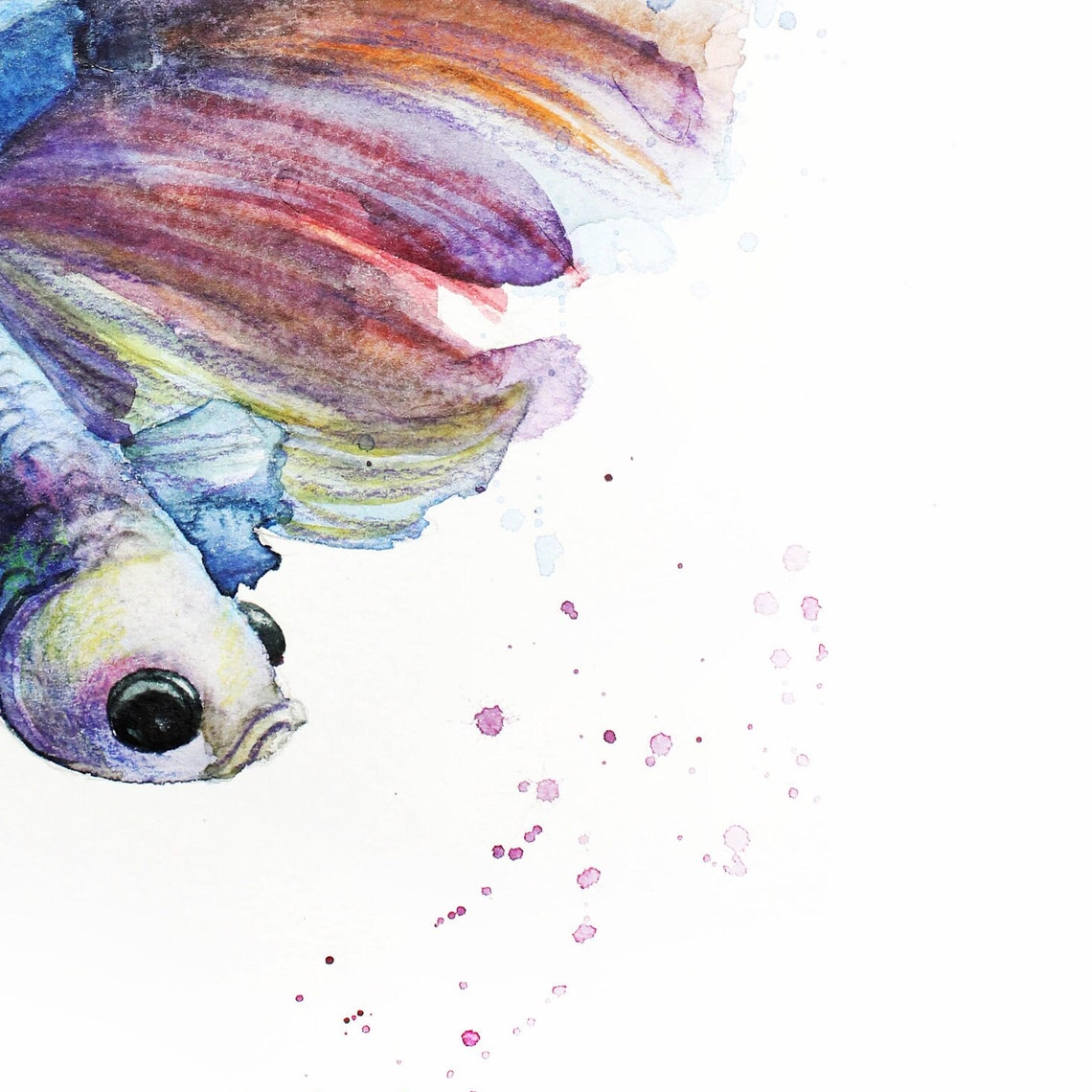 Colorful Betta Fish Watercolor Painting Siamese Fighting Fish Poster - Image 3