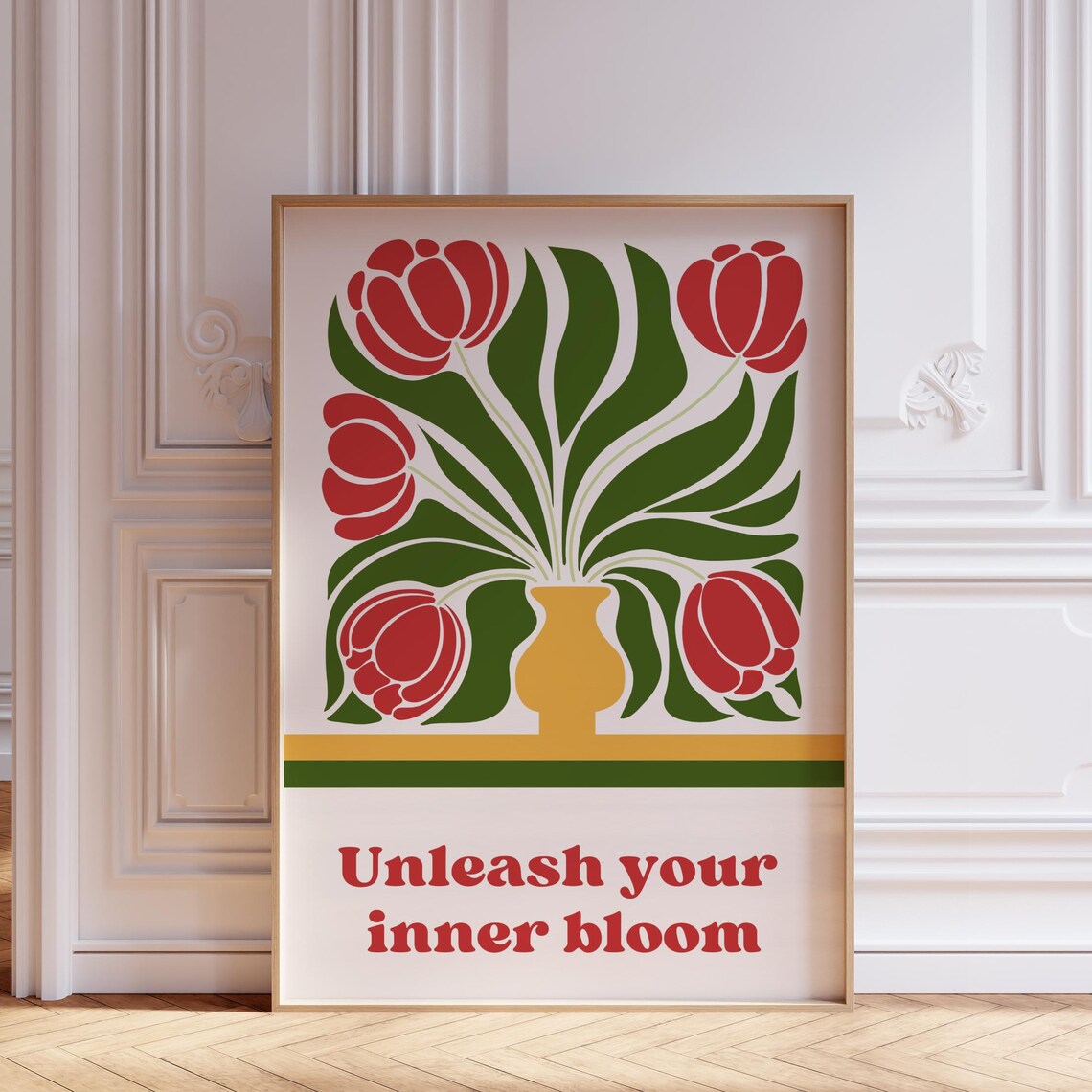 Bold Red Tulips, Inspirational Botanical Print