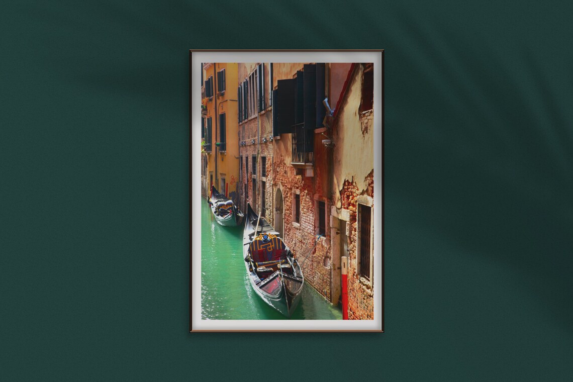 Venice Canal Travel Poster, Italy Gondola Scene