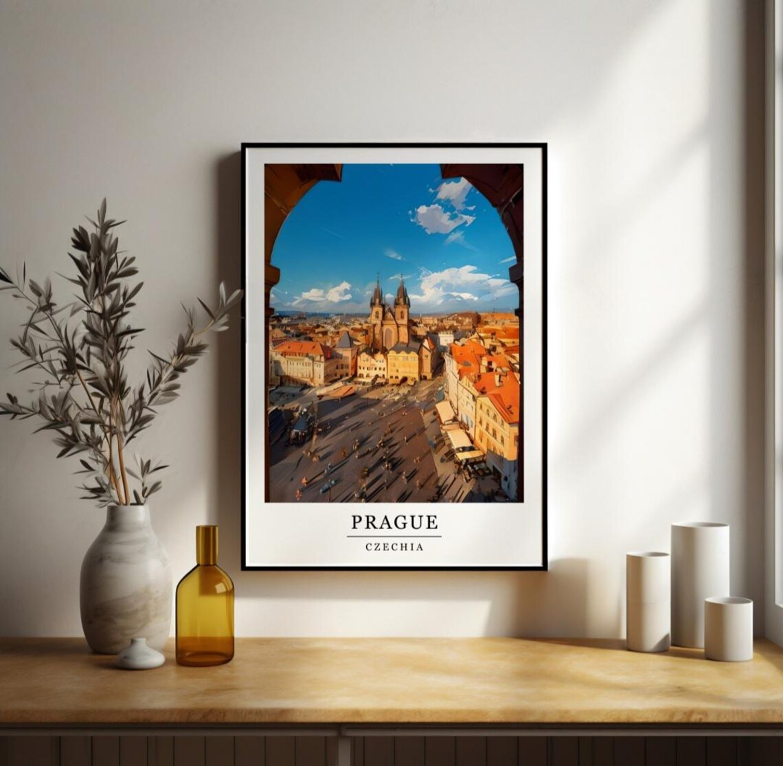 Prague Czechia Old Town Square Summer View Travel Art Poster