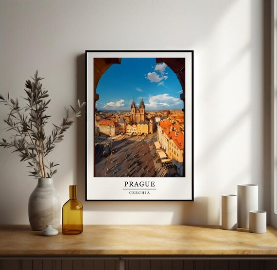 Prague Czechia Old Town Square Summer View Travel Art Poster