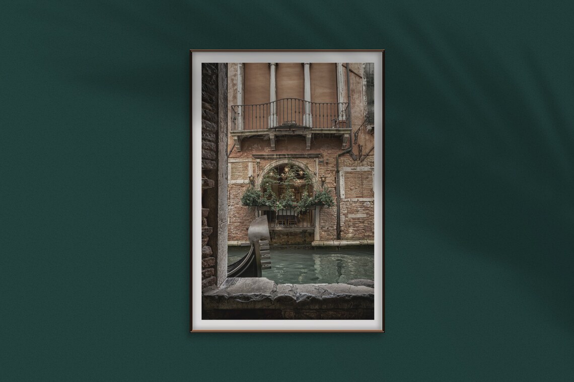 Venice Canal Doorway Gondola Weathered Brick Italy Travel Photo Poster