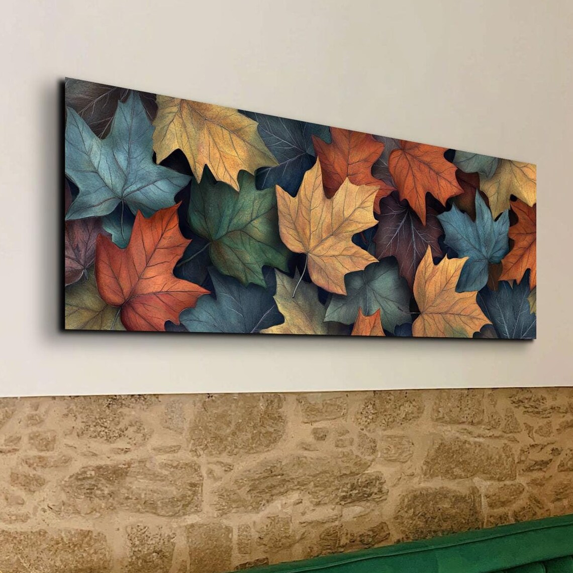 Fall Rustic Leaves Landscape, Halloween Decor Art Print