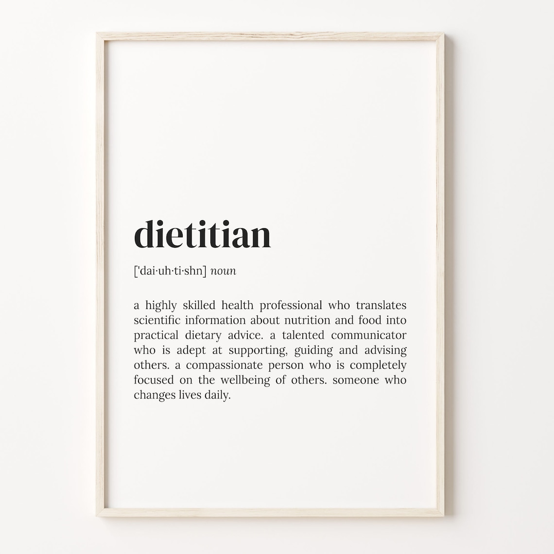 Dietitian Definition Quote Poster, Funny Typography