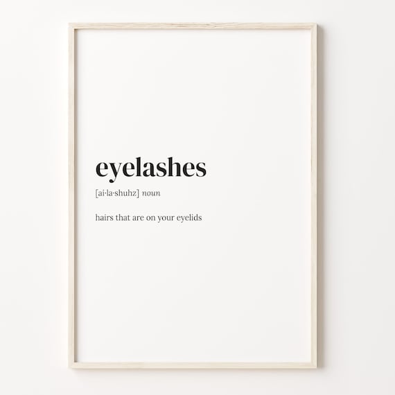 Eyelashes Funny Dictionary Definition Beauty Lash Decor Wall Art