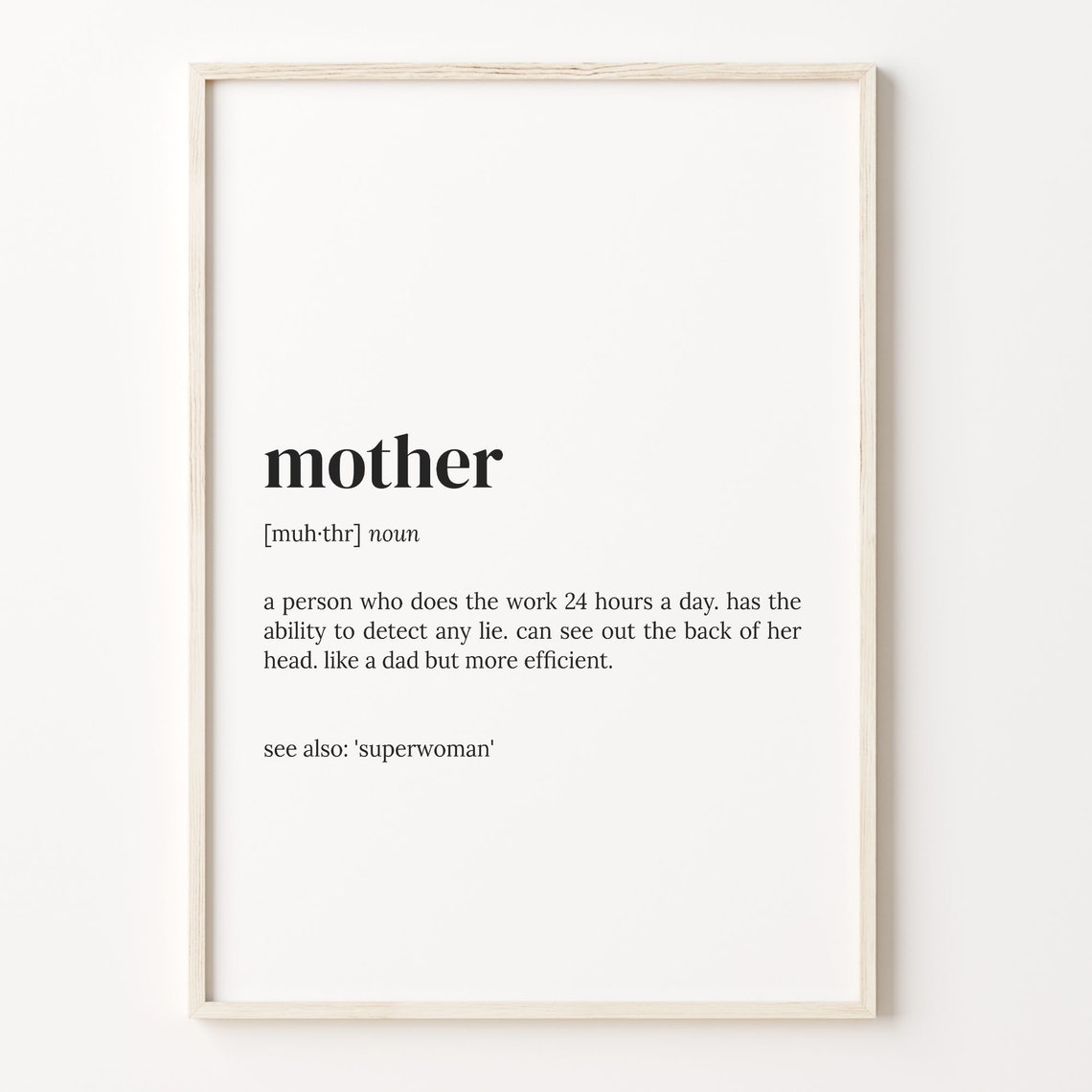 Mother Definition Funny Dictionary Quote Mothers Day Gift Poster