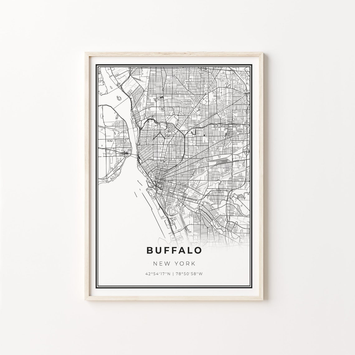 Buffalo New York Minimalist Black And White City Map Art Poster