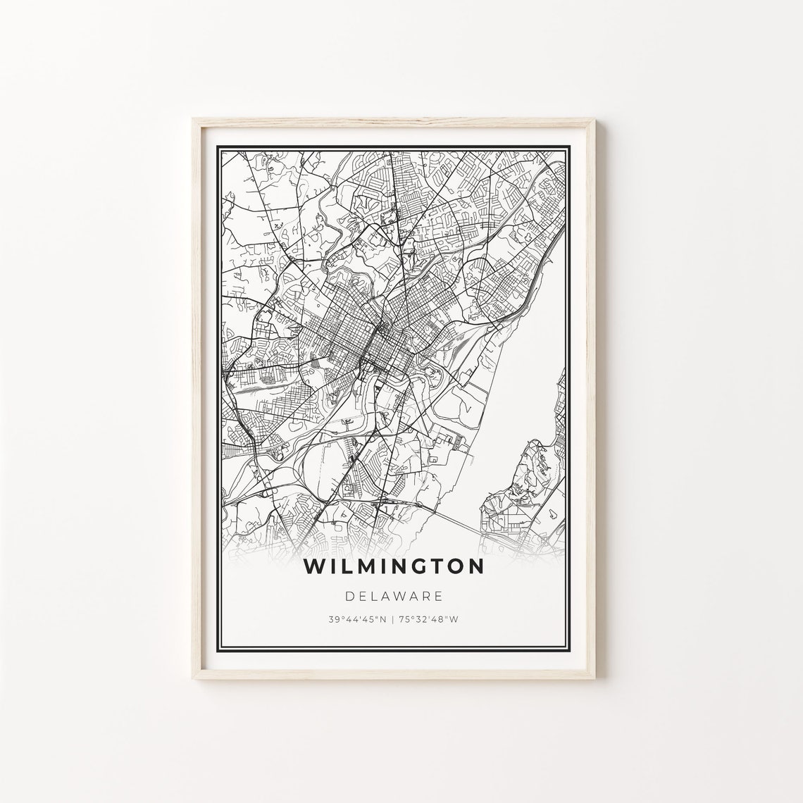 Wilmington Delaware City Map Minimalist Line Art Travel Poster