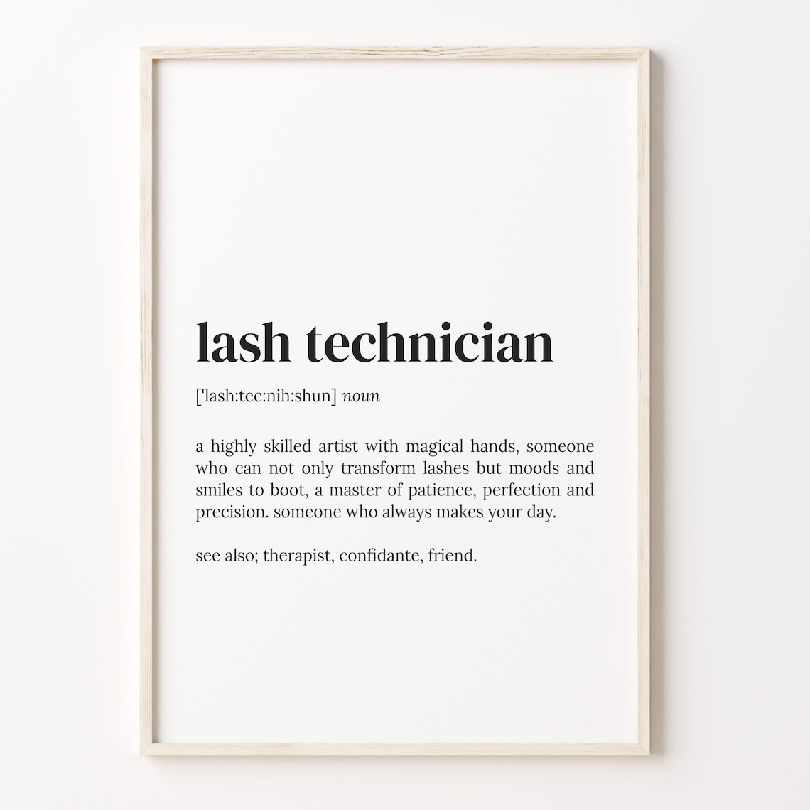 Lash Technician Definition Dictionary Quote Poster