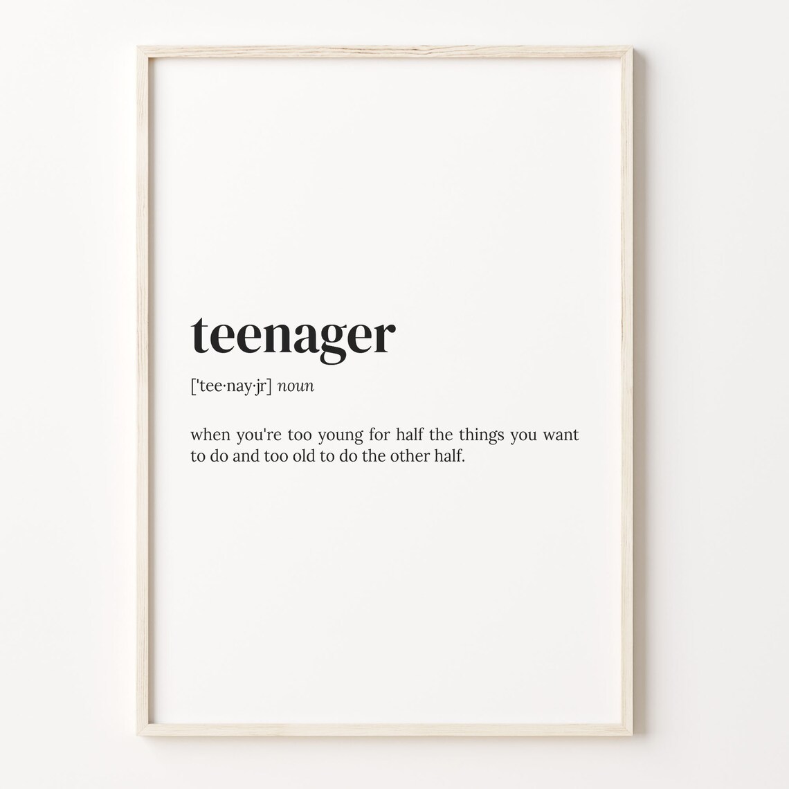Teenager Definition Dictionary Quote Poster