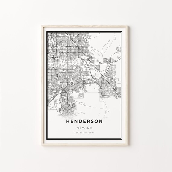 Henderson Nevada Modern Black And White Street Map Coordinates Poster